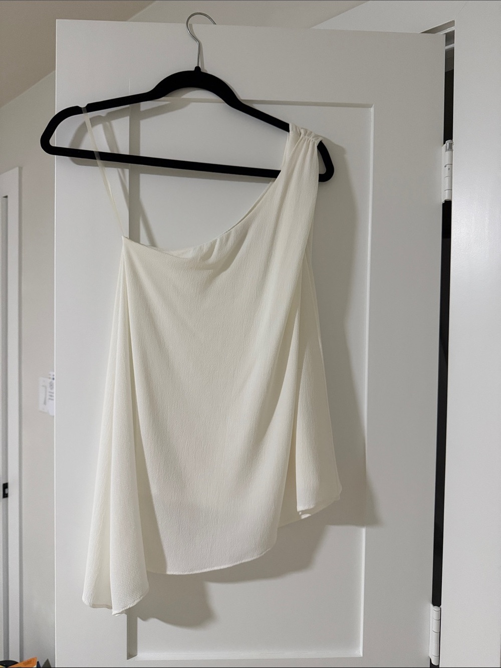 One-Shoulder Cream Women’s Top - Elegant Asymmetric Draped Tank S